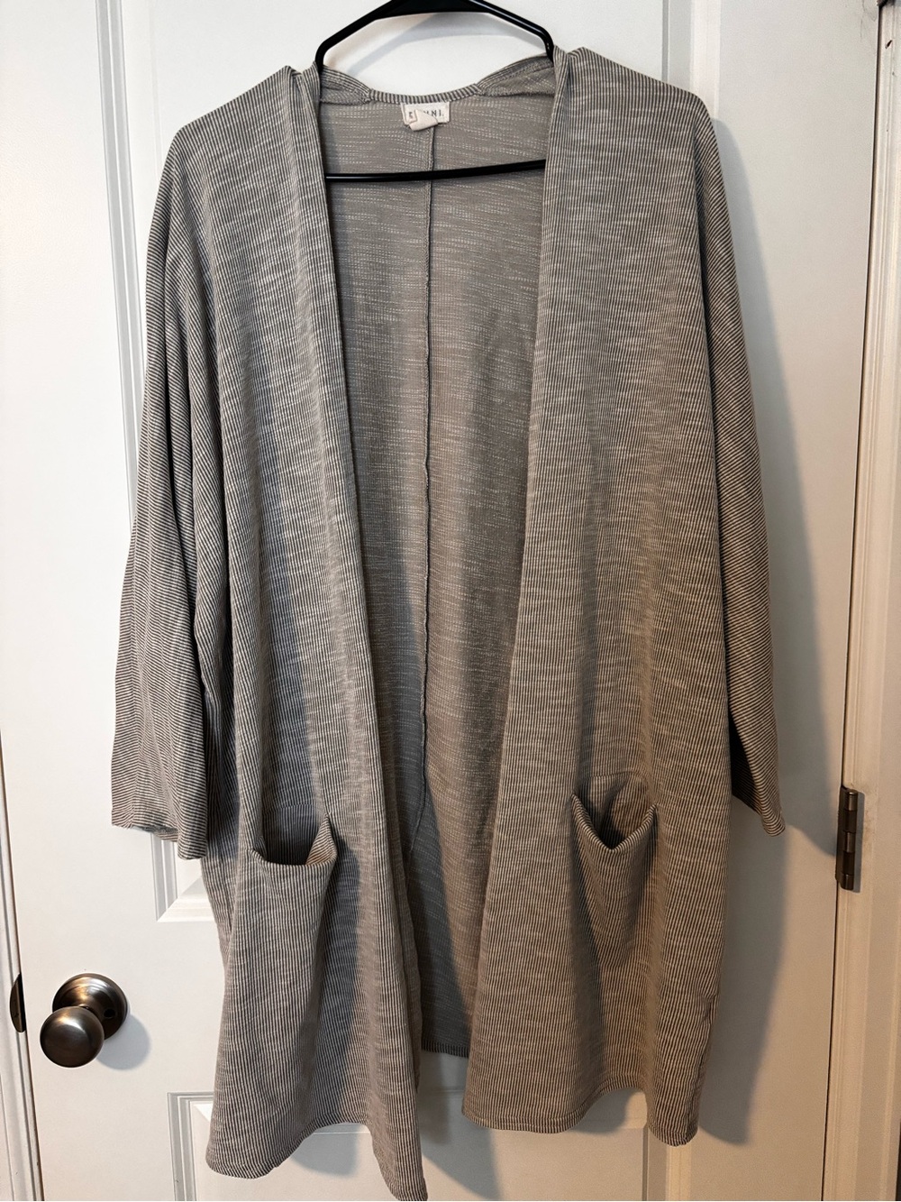 Light Gray Longline Open-Front Women's Cardigan Sweater super lightweight